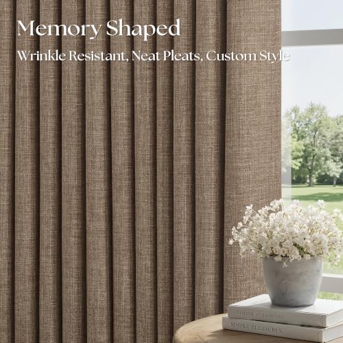 Tan Brown 72 Inch Pinch Pleated Blackout Curtains for Bedroom 50 Inch