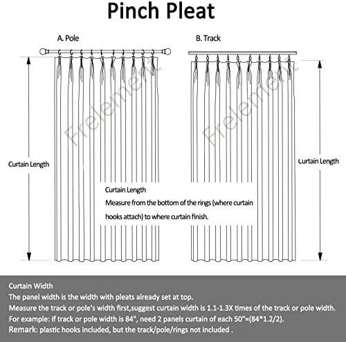 Frelement Blackout Window Curtain Panels, Light Blocking Drapes with