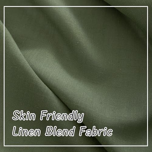 Olive Green Linen Back Tab Curtains 96 Inches Long 2 Panels Set for