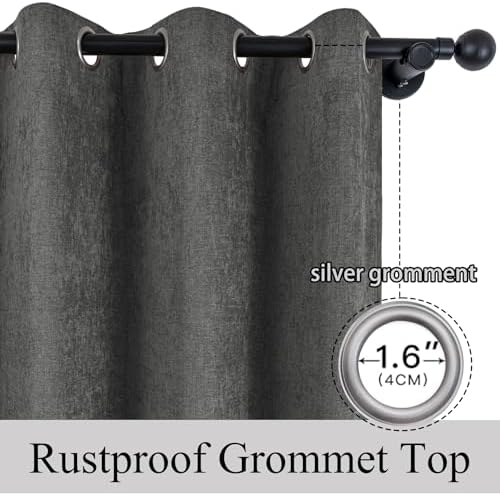 Fcosie 120" Wx84 L Anti-Rust Nickel Grommet Chenille Drapery | Extra