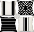 DFXSZ Outdoor Black Waterproof Geometry Pillow Covers 18x18 Set of 4