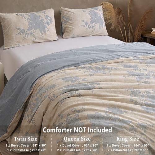 Vintage Reversible Floral Duvet Cover Set, 100% Washed Microfiber