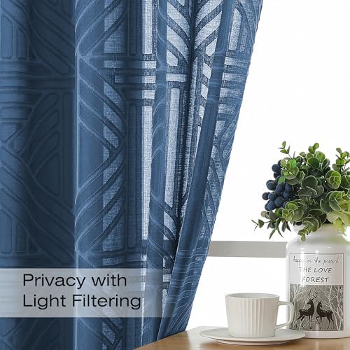 Simplebrand Dusty Blue Sheer Curtains 72 Inch Length 2 Panels for