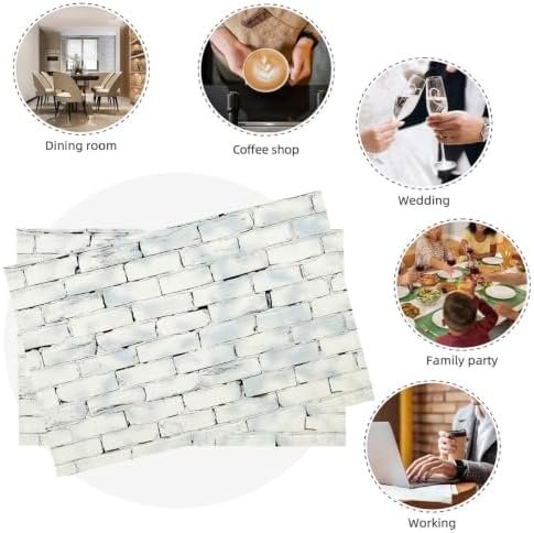 White Brick wall Placemats Set of 8 - Durable Soft Washable Table