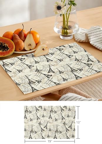 Beige Towers Table Runner and Placemats for Dining Table, Burlap
