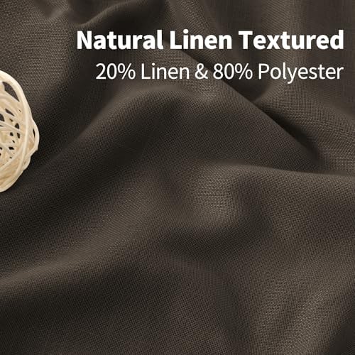 YoungsTex Extra Long Brown Linen Curtains 95 Inch Length for Living