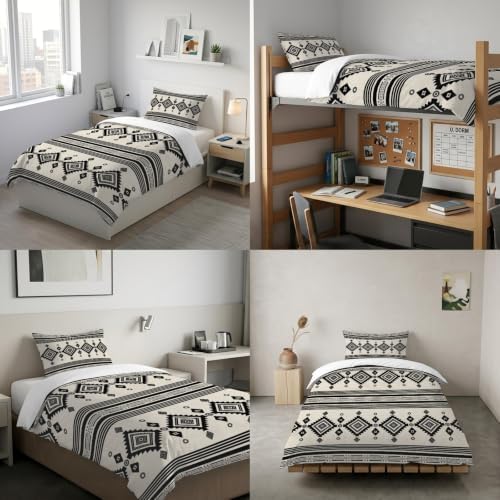 Beige Boho Southwestern Duvet Cover Queen Size,Quilt Cover 90"x90"