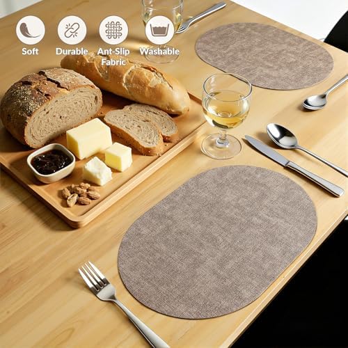 homing Heat Resistant Oval Placemats Set of 6, Light Brown