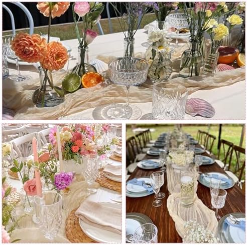 6 Pack Beige Cheesecloth Table Runner 35x120 Inch Gauze Rustic Boho