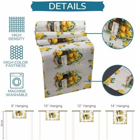 Lemon Basket Summer Table Runner and Placemats for Dining Table,Burlap