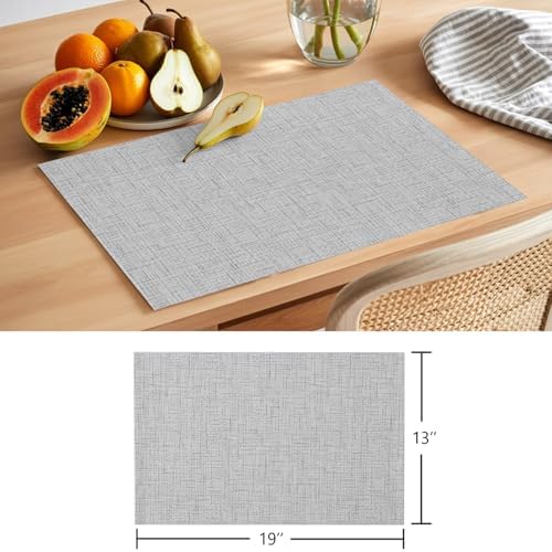 Sliver Gray Solid Placemats Set of 6 Minimalist Cloth Light Gray Linen
