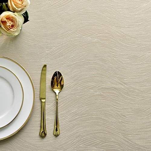maxmill Jacquard Table Cloth Swirl Pattern Spillproof Wrinkle