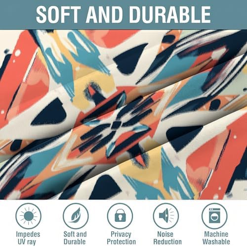 Blackout Curtains for Bedroom Abstract Design 84 Inch Length Thermal