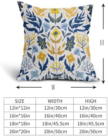 Blue Yellow Teal Floral Pillow Covers 22x22 Set of 2 Flower Flower