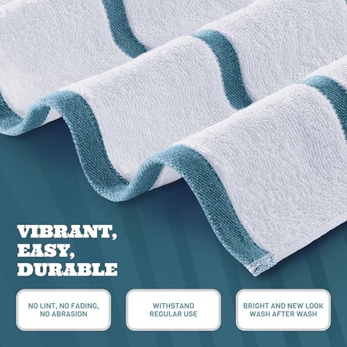 White Classic Cotton Pool Towels Oversized 35 x 70, 3 Pack, Light Blue