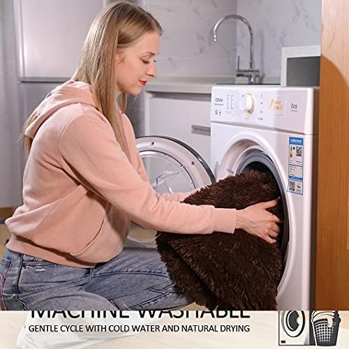 YUSOKI Long Faux Fur Twin Size Blanket, Brown, 60" x 80"