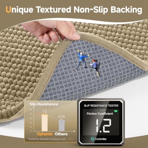 Ophanie Beige Bathroom Rugs Sets 2 Piece,Soft Chenille Bath Mat,Non