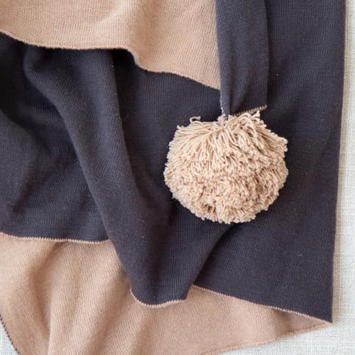 Tajik Home Dakota Beige Cotton Knit Throw Blanket – 50x60 Reversible