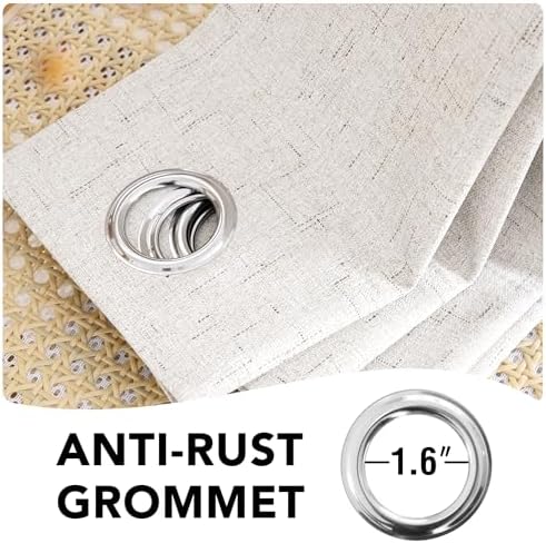 H.VERSAILTEX 100% Blackout Linen Curtains 108" L 2 Panels Ivory
