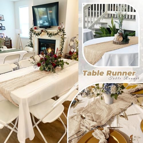 12 Pack Beige Cheesecloth Table Runner 20 x 120 Inch Gauze Table