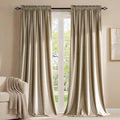 PRIMROSE Taupe Velvet Blackout Curtains 90 Inches Long,Luxury Living