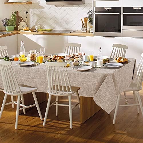 Fitable Nature Faux Linen Tablecloth Rectangle 54x108 Inch for 6 Ft