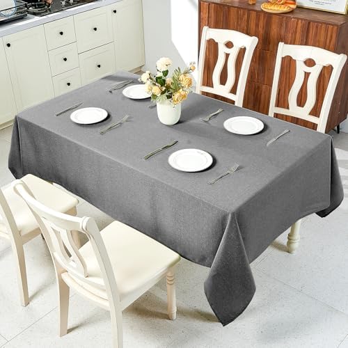 IVAPUPU Textured Linen Rectangle Table Cloth, Dark Grey, 60 x 120 Inch
