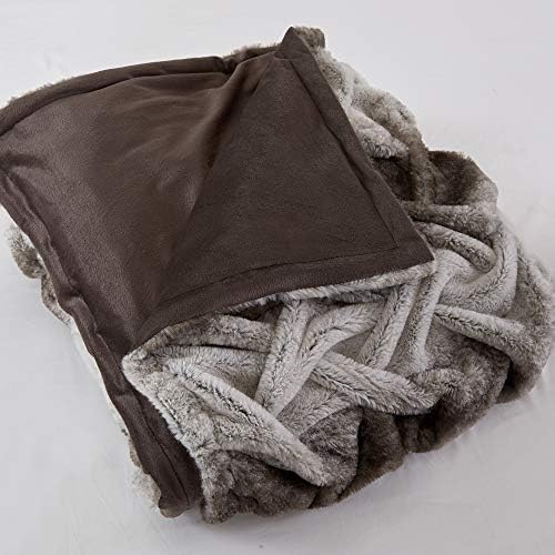 Modern Threads Luxury Solid Braided Faux Fur Reverse to Flannel Throw