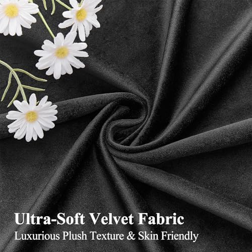 Black Velvet Blackout Curtains 120 Inches for Bedroom, Back Tab, 2
