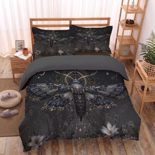 Dark Gray Mysterious Luxury Animals Duvet Cover Set For Women Girls