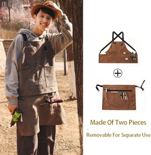 Multifunctional Work Apron Canvas Adjustable Back Straps Multiple
