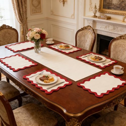 Placemats Set of 4, 13 x 19 Inch Cotton Table Placemats Washable Heat