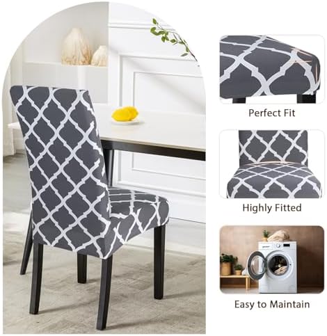 SearchI Dining Room Chair Covers Set of 6, Stretch Spandex Kitchen