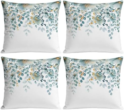 Watercolor Botanical Floral Covers 18x18IN Set of 4 Cotton Linen