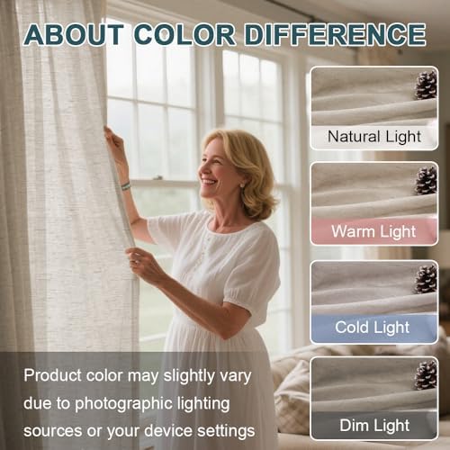 Turquoize Linen Curtains 84 for Bedroom Natural Linen Panels Casual