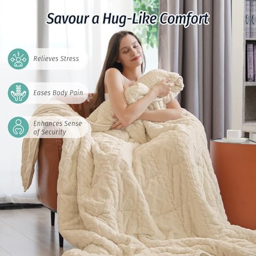 Wemore Adults Weighted Blanket for Sleep Queen Size 15 lbs 60" x 80"