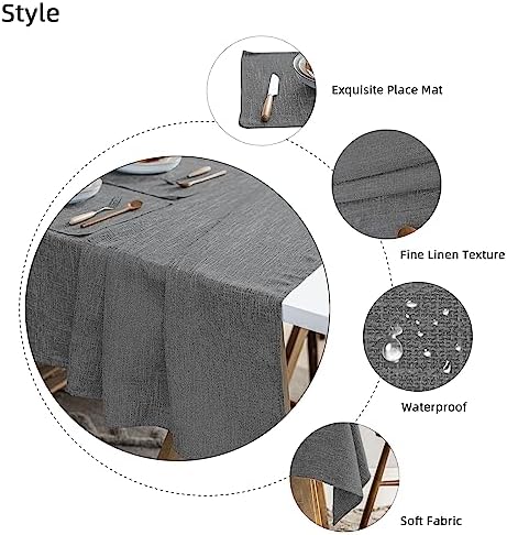 Waterproof Linen Tablecloths Rectangle Table Cloth(54"x120") Gray
