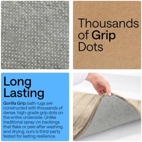 GORILLA GRIP Absorbent Memory Foam Bath and Shower Mat, 30x20 Taupe