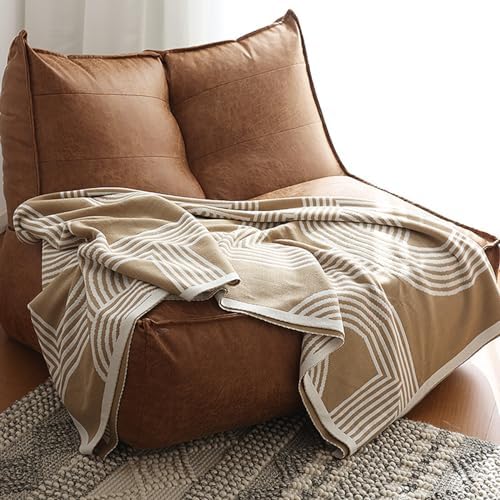 Soft Knitted Blanket Queen Size 50 * 70 Inch, Stripe Textured Throw