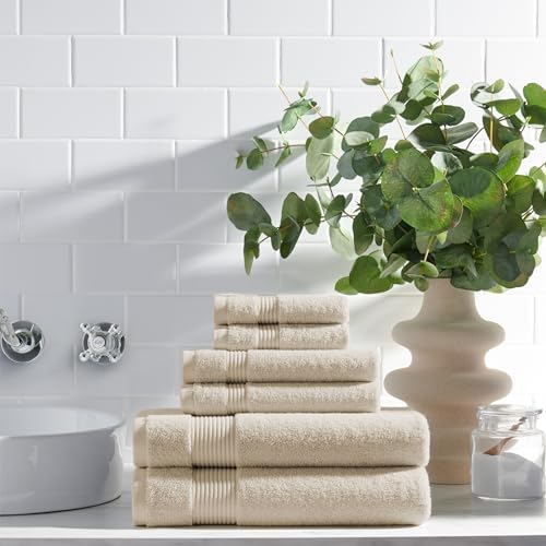 Arkwright Solid 6 Piece Bath Towel Set, 100% Cotton 600 GSM Soft