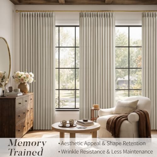 Pinch Pleated 84 Inches Long Linen Curtains for Living Room or