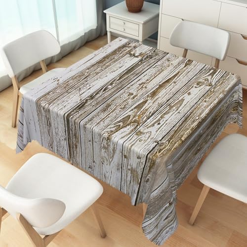 70x70inches Retro Wooden Square Tablecloth Rustic Vintage Grey Wood