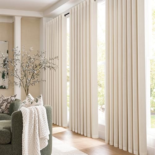 Jowels Cream Linen Grommet Curtains 84 Inch Long 2 Panels for Living
