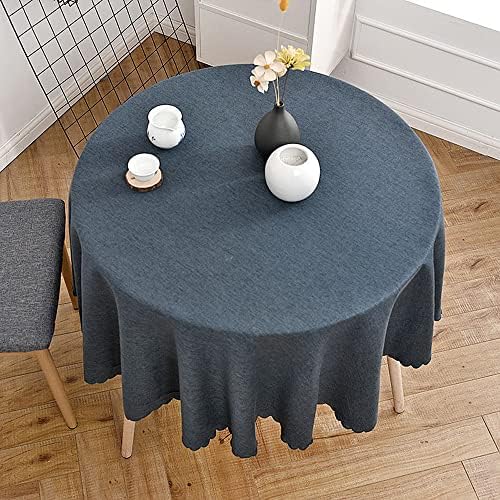 Round Tablecloth Linen Style Fabric Table Cloth Kitchen Dining Coffee