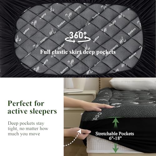 Queen Mattress Topper, Bamboo Viscose Thick Pillow Top Mattress Pad