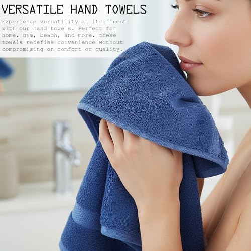 Hand Towels Cotton Set of 4, 16"x28" Cotton Soft Quick Drying Terry