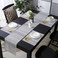 Linen Textured Striped Table Runner and Placemats Set of 4 Farmhouse