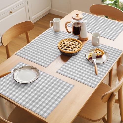 Cotton Linen Placemats for Dining Table Set of 8 Classic Gray