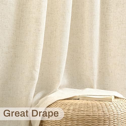 DriftAway Natural Linen Curtains 120 Inches Long 3 Pound Thick Semi