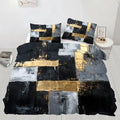 Graffiti Duvet Cover Set Black Gray and Gold Bedding Set 3 Piece for